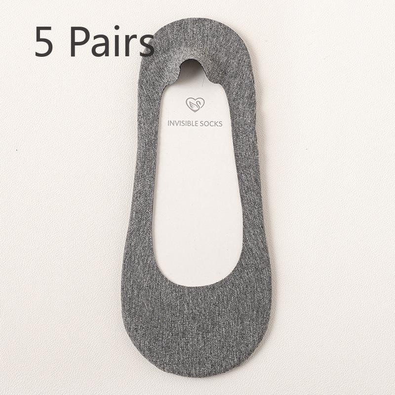 5 пар красных носков, женские короткие носки-лодочки, без протечек, с ультра-мелким носком и высоким каблуком, без следов, нескользящие, невидимые, без спадающего каблука