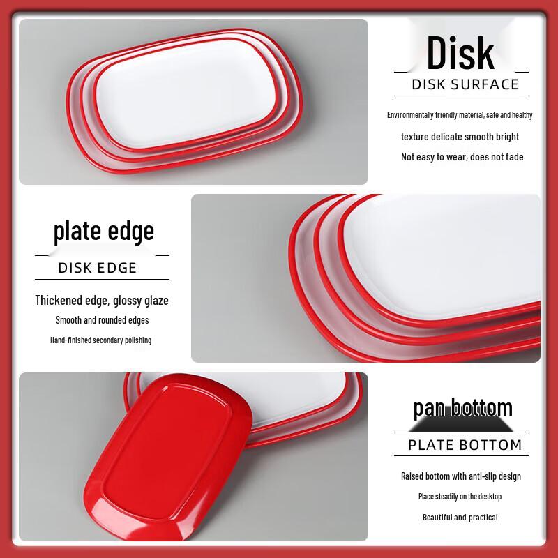 Melamine Imitation Porcelain Rectangular Serving Plates (Set of 10)