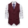 Мужской жилет с лацканами, без рукавов, однобортный, приталенный жилет с карманами с клапанами, однотонный деловой жилет, пальто
