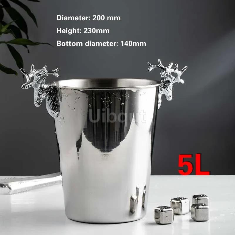 Fashionable and Creative Ice Bucket Stainless Steel Golden Hammer Pattern Ice Bucket Red Wine Champagne Ice Wine Barrel