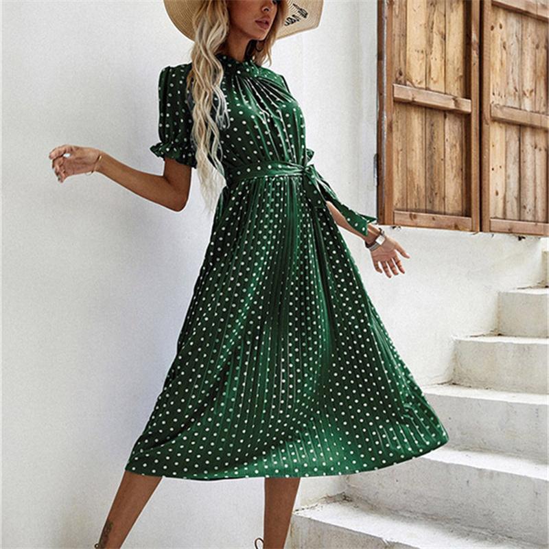 Elegant Bodycon Sexy Women's Chiffon Dot Printed Dress for Women 2022 Summer Boho Midi Party Dresses Woman Robe Femme Ladies