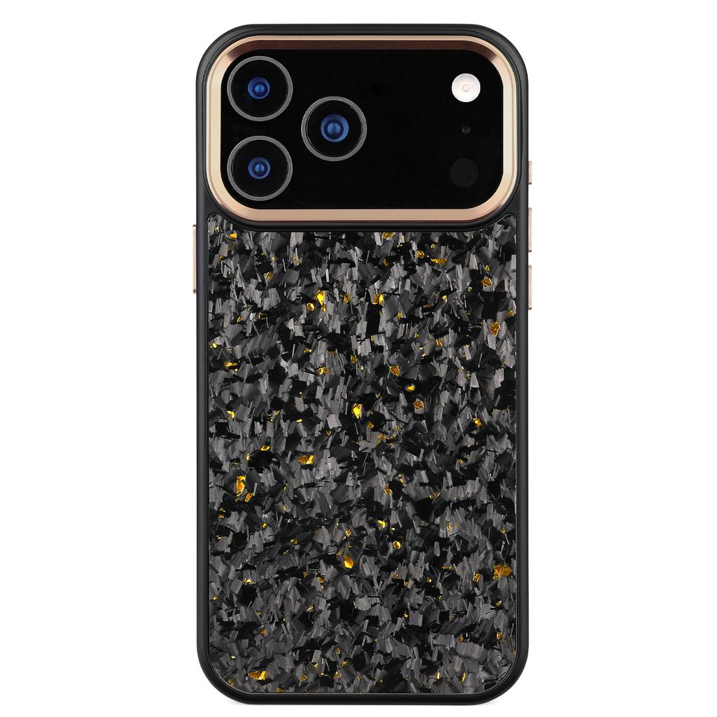 Чехол для iPhone 17 Pro, текстура ковки, арамидное волокно + ТПУ, чехол для телефона с черной рамкой для объектива