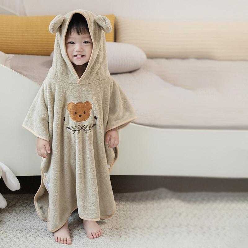 Детское банное полотенце, впитывающий детский банный халат с капюшоном, банные полотенца из кораллового флиса для новорожденных девочек и мальчиков, одеяло с вышивкой в виде мультфильма