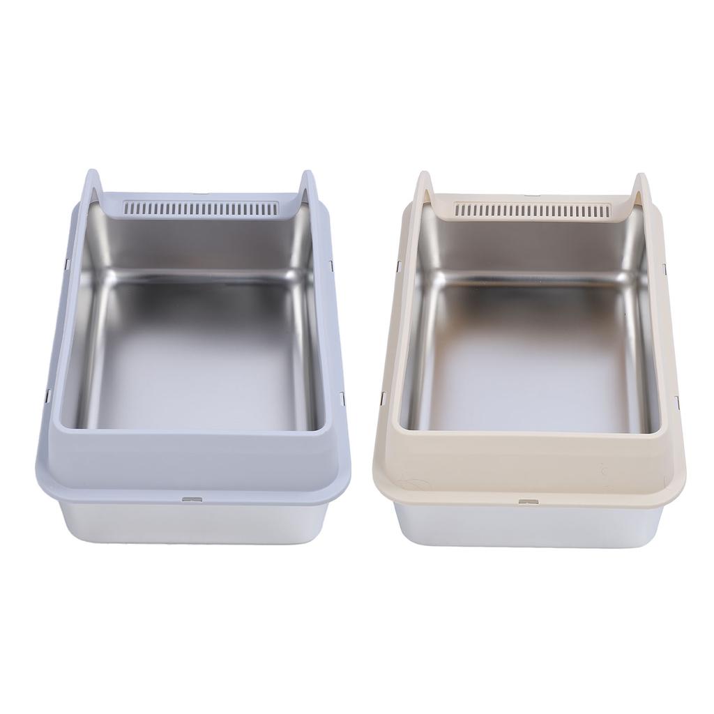 Кошачий туалет из нержавеющей стали с контролем запаха, высокие борта, металлический туалет, против утечки мочи, легкая очистка