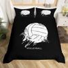 Volleyball Duvet Cover Set Ball Sports Theme Bedding Set for Boys Teens Bedroom Decor Black Comforter Cover with 2 Pillowcases