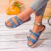2024 Fashion Ladies Shoes Plus Size Women's Slippers Hot Sale Peep Toe Daily Slippers Women Spring Belt Buckle Flat Slippers