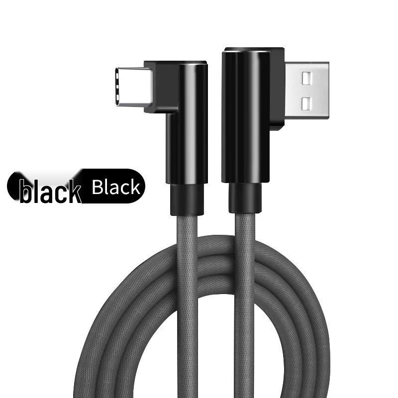 Braided Fast Charging Elbow USB-C Cable for Huawei, Samsung, Xiaomi, OPPO Phones