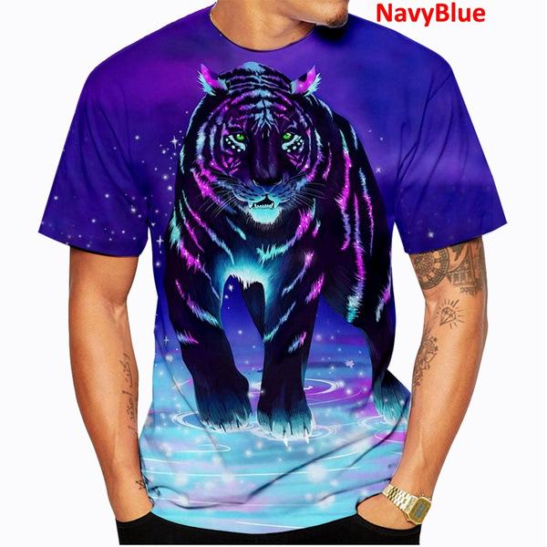 Мужская футболка из серии Animal Tiger, летняя футболка с коротким рукавом, футболки с 3D принтом, мужские футболки, повседневная одежда