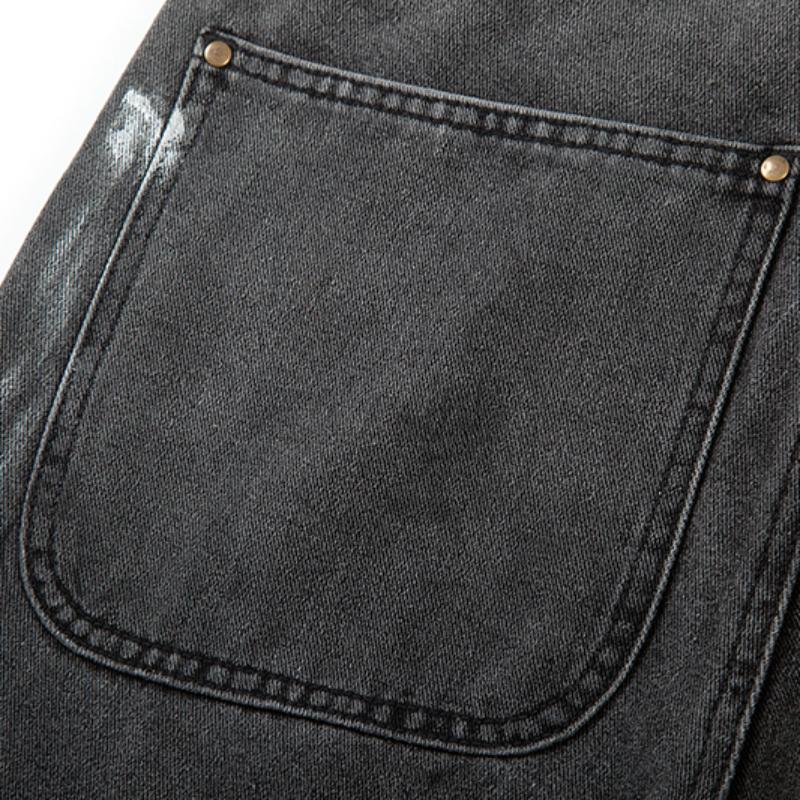 Мужские уличные джинсы Трендовая одежда Пятнистые чернильные цвета Мешковатые джинсы Пэчворк Джинсы с бахромой Свободные рога