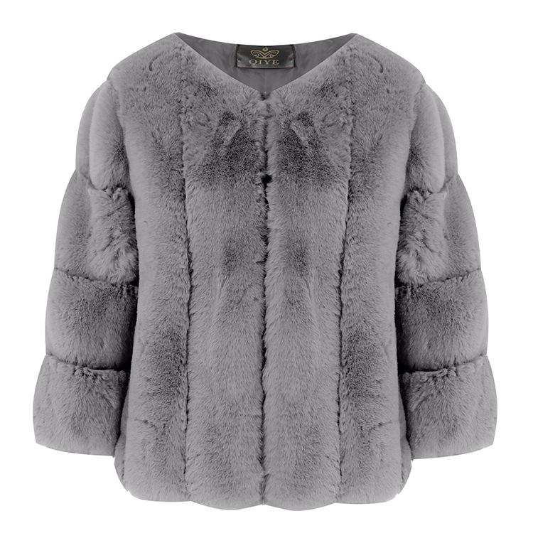 Women Fuzzy Fleece Short Jacket Solid Color Warm Plush Coat Long Sleeve Casual Outerwear