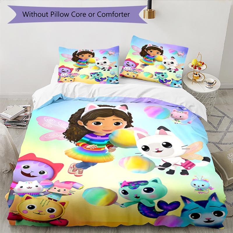 3pcs Gaby's Bubble House4 Design Cover Set - HD Printed Bedding with 1 Cover and 2 Pillowcases - Perfect for Home and Dorm Decor