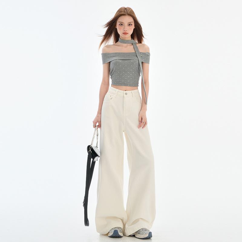 Xintang Женские джинсы 2025 с высокой посадкой, в стиле ретро, с широкими штанинами