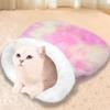 Plush Cat Cave Bed Tie-dye Color Kitten Quilt Bed Cute Cat Nest Mat  Pet Supplies