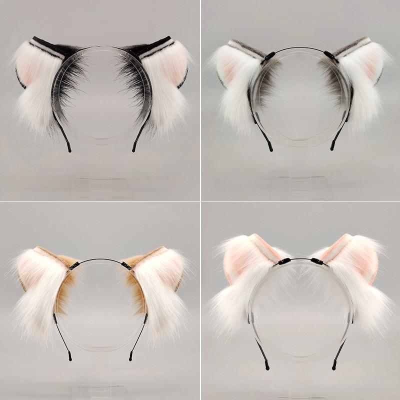 Plush Cat Ear Headband Tail Set Cosplay Anime Convention Cute Kawaii Costume Accessory