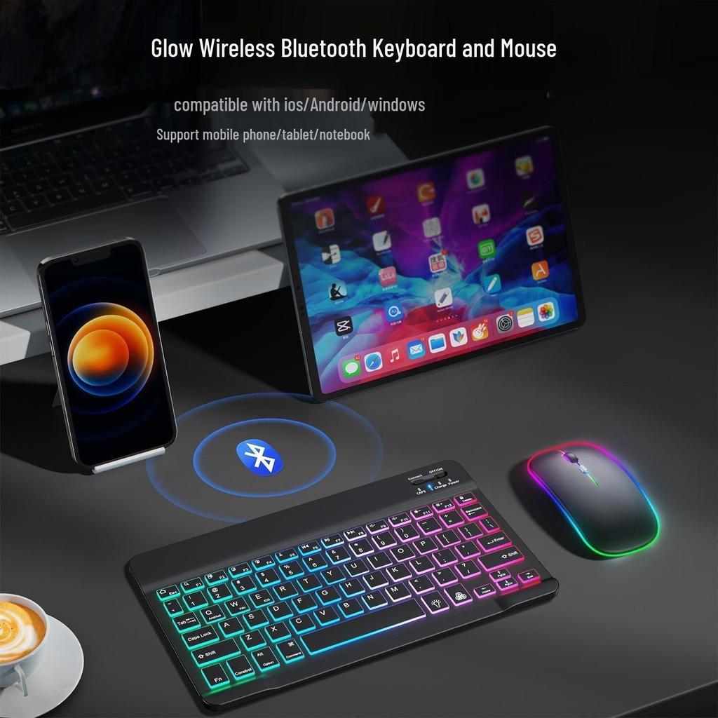 Светящийся Bluetooth-набор клавиатуры и мыши для мобильных телефонов и планшетов