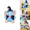 Plush Elephant Toy For Kids Soft Cartoon Sleeper Pillow With Wizard Hat And Bow Decor