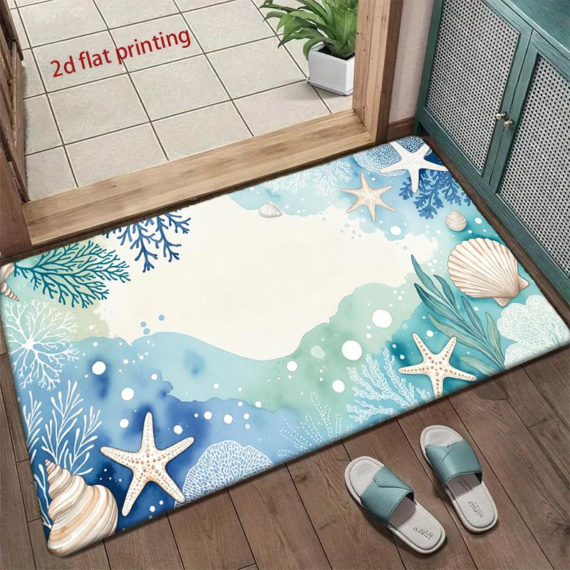 Ocean Watercolor Pattern Mat Living Room Decoration Home Sofa Non-Slip Carpet Study Bedroom Tatami Children'S Soft Floor Mat