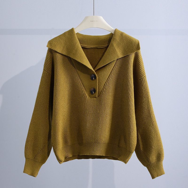 Модный короткий свитер-пуловер с большим отворотом женский весенне-осенний новый японский свободный свитер сверху свитера
