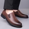 Fashion Thick Soled Office Formal Shoes Men Casual Leather Shoes Men Wear-Resistant Anti-Skid Round Toe Loafers Business Dress Footwear