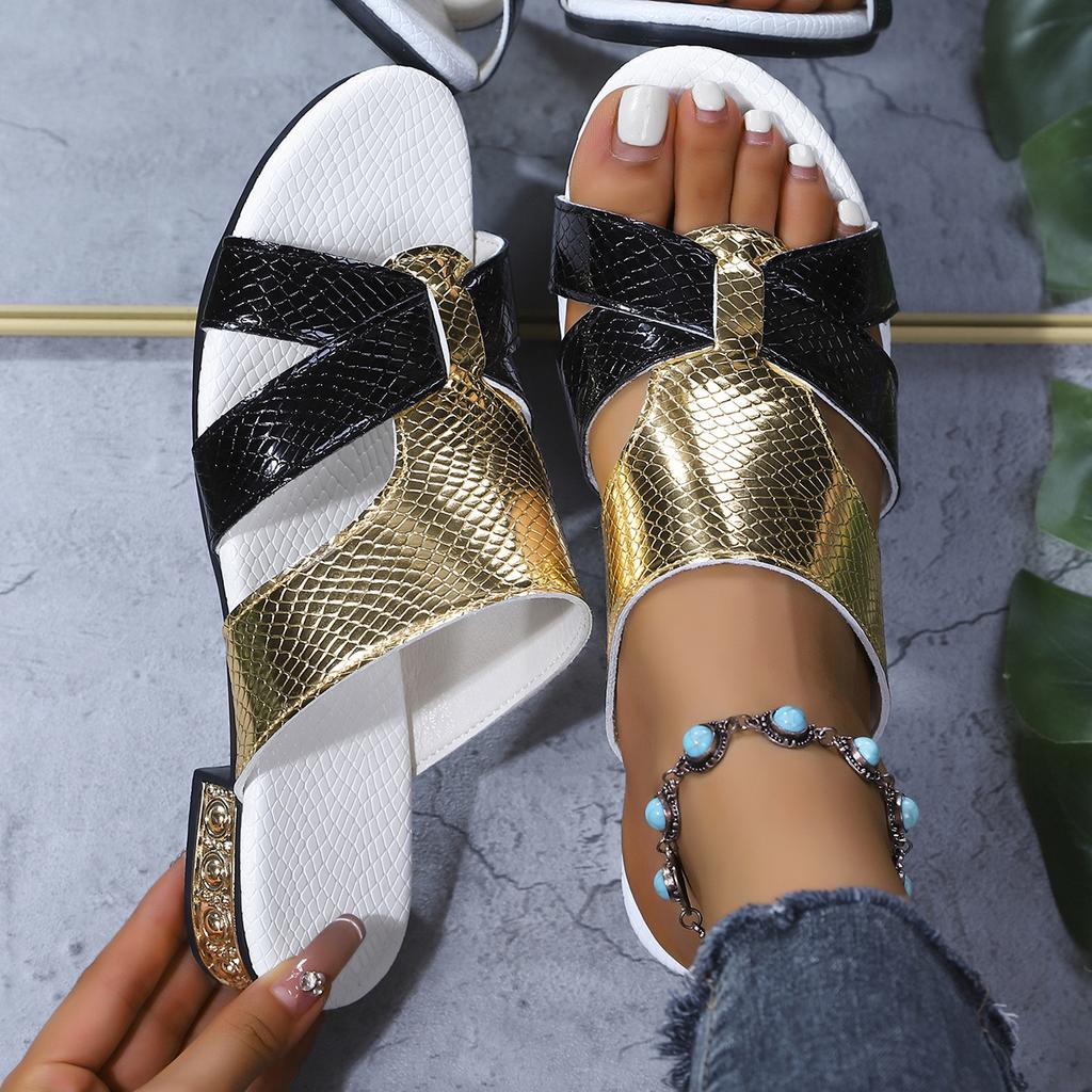 Thick Heel Large Size Slippers Women's 2025 Summer New Fish Mouth Square Fashionable and Comfortable Lazy Foot Thick Heel Beach Sandals