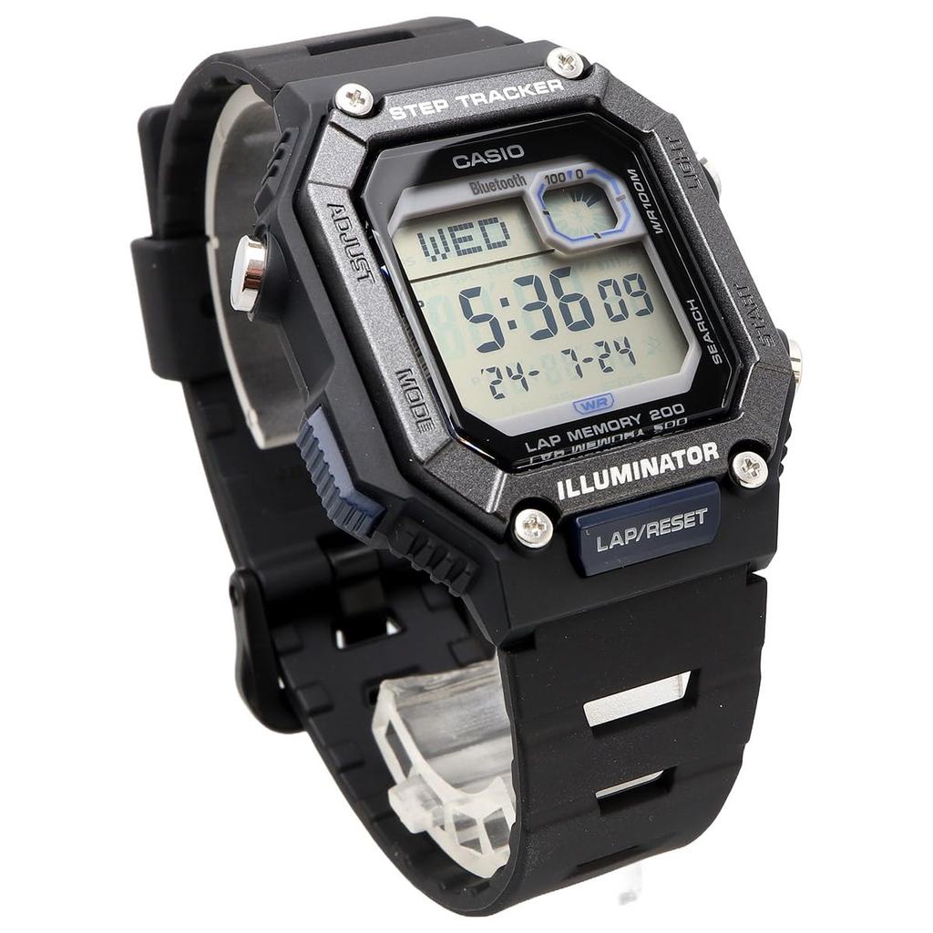 Casio WS-B1000-1AV Цифровые часы с Mobile Link, Bluetooth, Шагомером, Мужские, Черные, Импортные