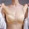 FINETOO Gathered Bra Beauty Back Lace Wrapped Vest Women's Unwired Fixed Cups Tuck Up Breast Support Vest-Style Bra
