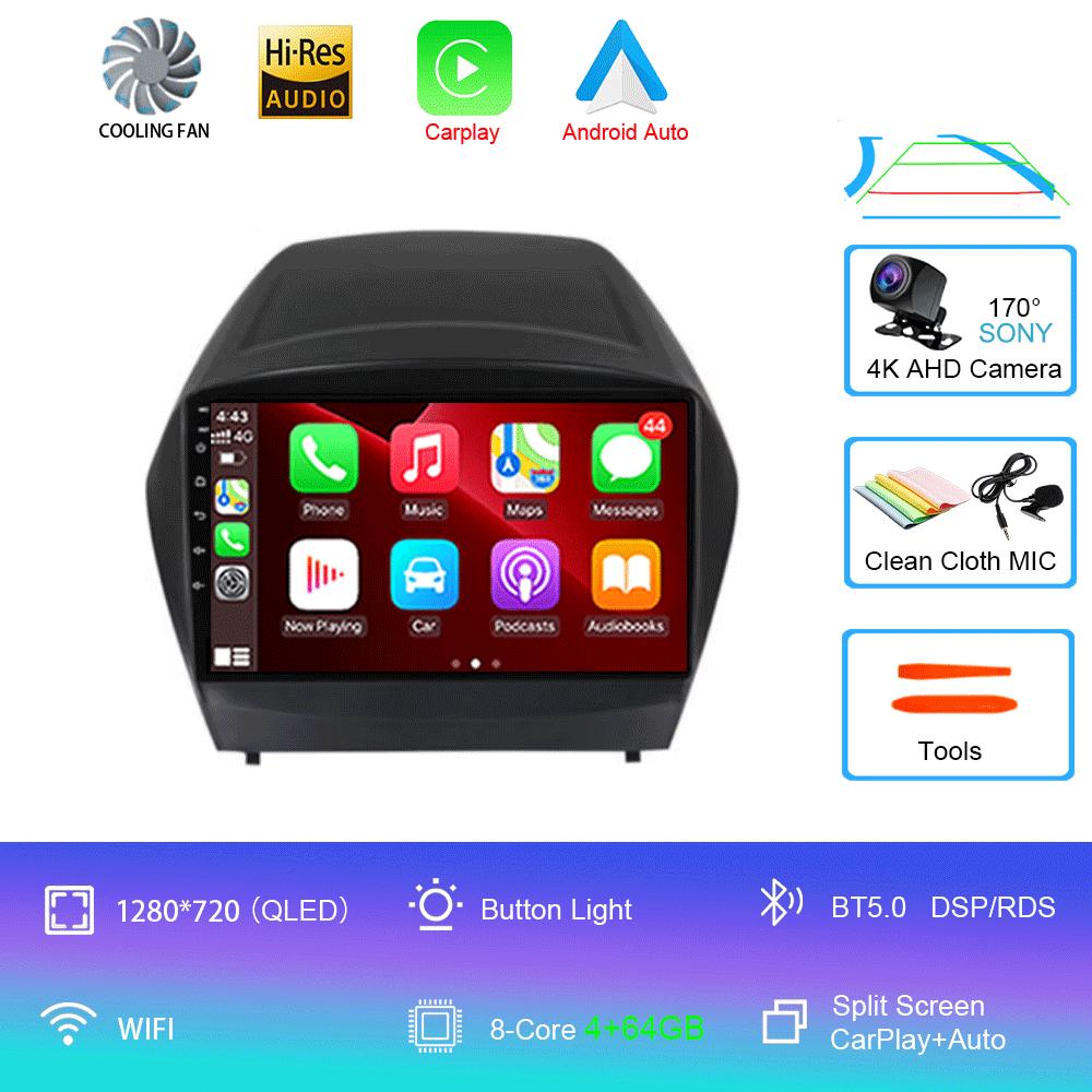 Автомобильный радиоприемник Android 14 Carplay Auto Multimedia Player для Hyundai Tucson 2 LM IX35 2009-2015 Автомагнитола GPS Стерео 2din Головное устройство