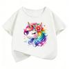 Fashion Horse with Rainbow Design TShirt Printed T Shirt Girls Summer Clothes Short Sleeve Tops TShirts Cute Girls Clothing