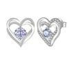 Multicolor Birthstone Ear Studs Heart Stud Earrings Birthday Gift For Women & Girls