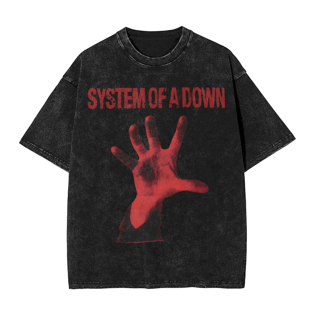 Мужская футболка SOAD System Of A Down Рок-музыка Стиранные футболки Пляжная футболка YK Базовые повседневные топы с принтом