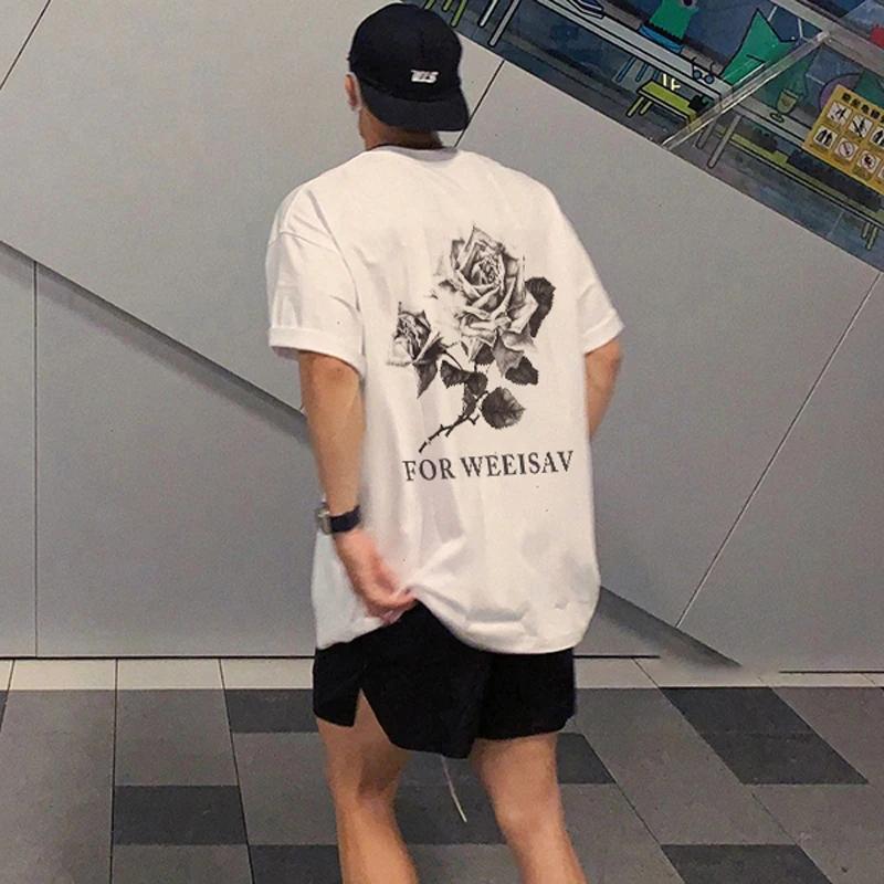 Летняя мода, тяжелая ретро мужская футболка с английскими буквами из 100% хлопка с принтом и круглым вырезом, высококачественная повседневная уличная футболка для фитнеса