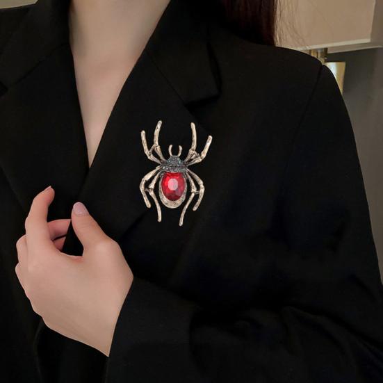 Ретро брошь-паук для женщин, искусственный кристалл, стразы, эффектное насекомое, костюм, брошь в пальто, булавка, аксессуары для костюмов на Хэллоуин, ювелирные изделия, подарок