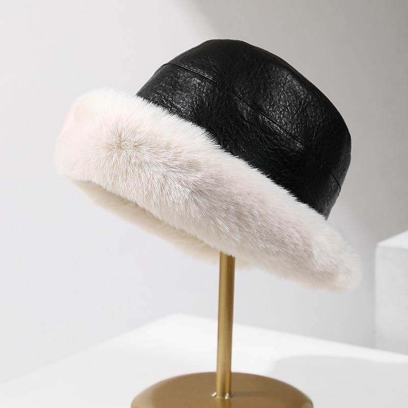 Винтажная шляпа-ведро из искусственной кожи с плюшевой отделкой — легкая, ветрозащитная рыболовная кепка для осени и зимы