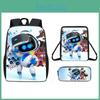 Astro Bot Cartoon Pattern Backpack Shoulder Bag Pencil Case Three Piece Set
