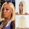 MISS WIG Женский короткий прямой парик со средней частью волос Розовый Синий Блондинка Оранжевый Парик из синтетического волокна Хэллоуин Косплей Повседневная жизнь