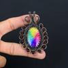 Радужный солнечный кварцевый драгоценный камень из чистой медной проволоки, обернутый ручной подвеской, ювелирные изделия для подарка