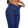 Womens High Waist Flared Jeans Stretch Slim Fit Long Pants Streetwear