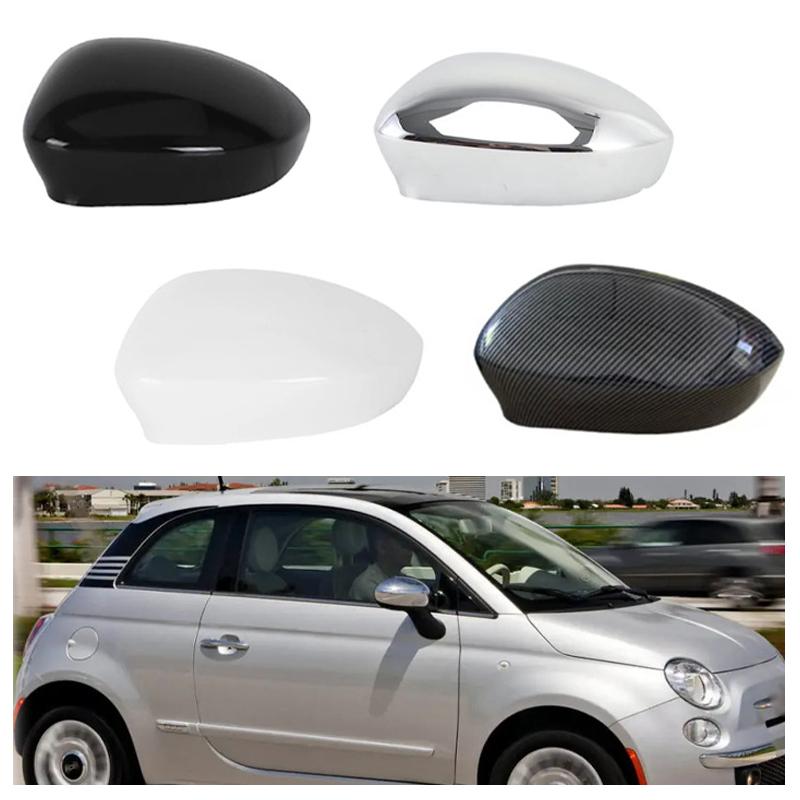 2pcs Car Side Mirror Cover Reverse Mirror Cap For Fiat 500 500C Abarth 2007-2025 Automobile Replacement Case Shell Accessory