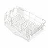 Stainless Steel Multi-Purpose Dish Drainer (Wide), SIAA Antibacterial, Selectable Flow/No-Flow Tray, Includes Cup and Cutting Board Stand, Fits La