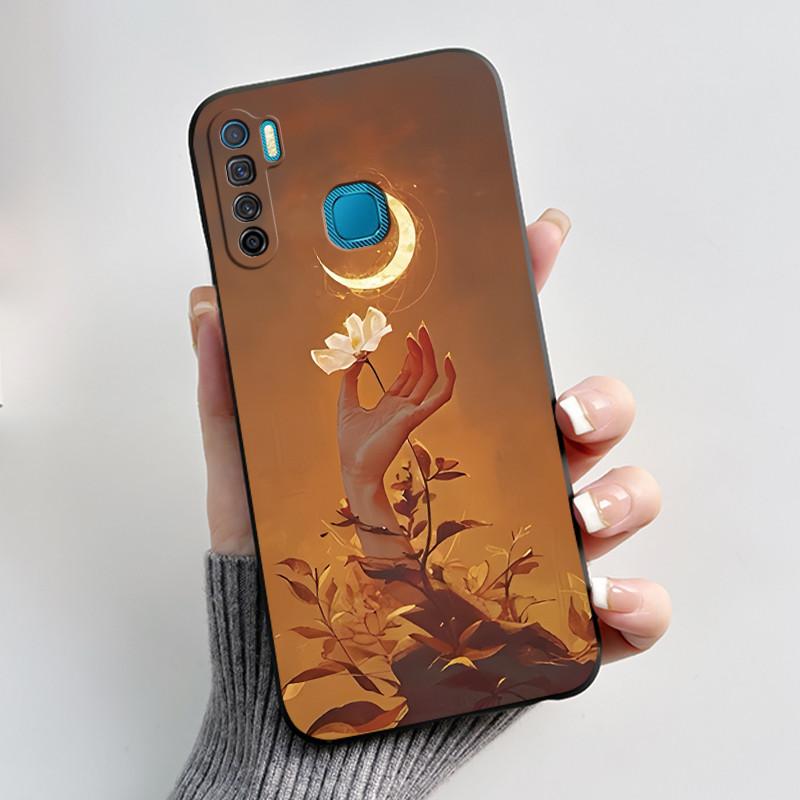 Phone Case For Infinix S5/S5 lite/X652/Camon 12 Air/CC6 Black Cute Cartoons Painted Casing Bumper Soft Shockproof Black Case