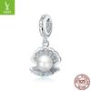 Yinziyun S925 Sterling Silver Pearl Oyster Pendant Bracelet, Fashion Inlaid Pearl DIY String BSC242