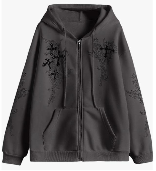 2024 new product ultra-clear hollow national style moire cross zipper sweater casual comfortable jacket cardigan sweater women