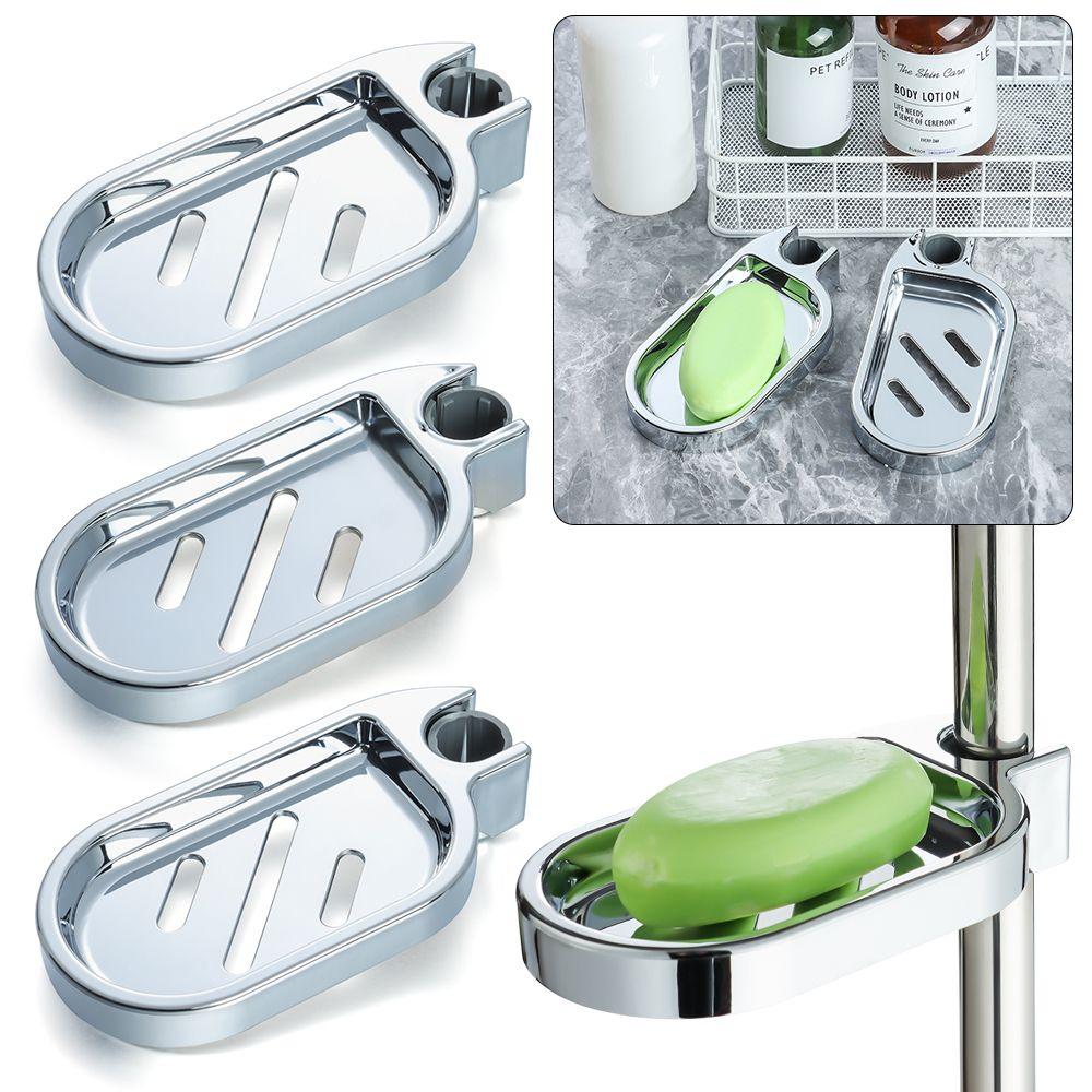 Bathroom Silver Home Plates Soap Holder Adjustable Rail Slide Soap Dishes
