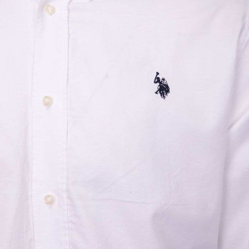 Мужская белая рубашка US POLO с длинными рукавами