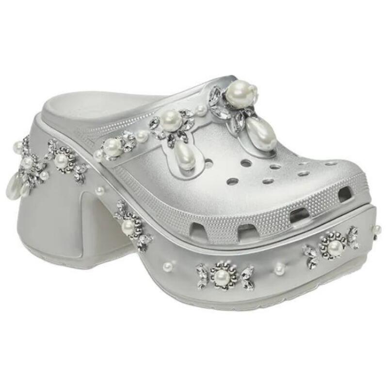 SIMONE ROCHA x Crocs Легкие шлепанцы с носком из ЭВА, надеваемые на ногу, женские, серебристые