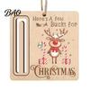 Elk Pattern Xmas Tree Pendants Rustic Santa Reindeer Money Holder Ornament, Wooden Cash Gift Card Holiday Holders Clip with Slot, Christmas