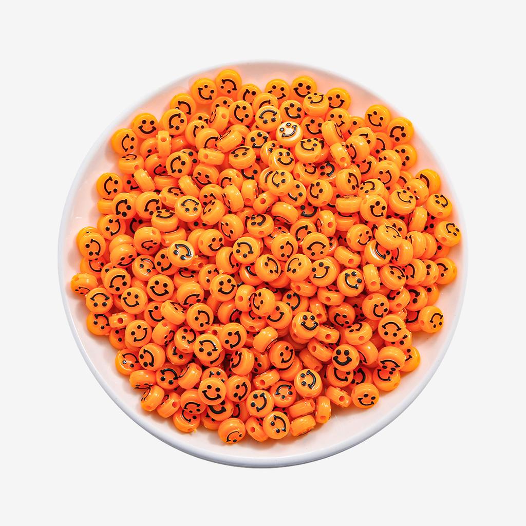 500Pcs Round Shape Acrylic Beads Spaced Smile Beads For Jewelry Making Craft Accessories