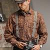 Рабочая рубашка мужская с длинным рукавом, свободного этнического стиля, винтажная модная повседневная рубашка