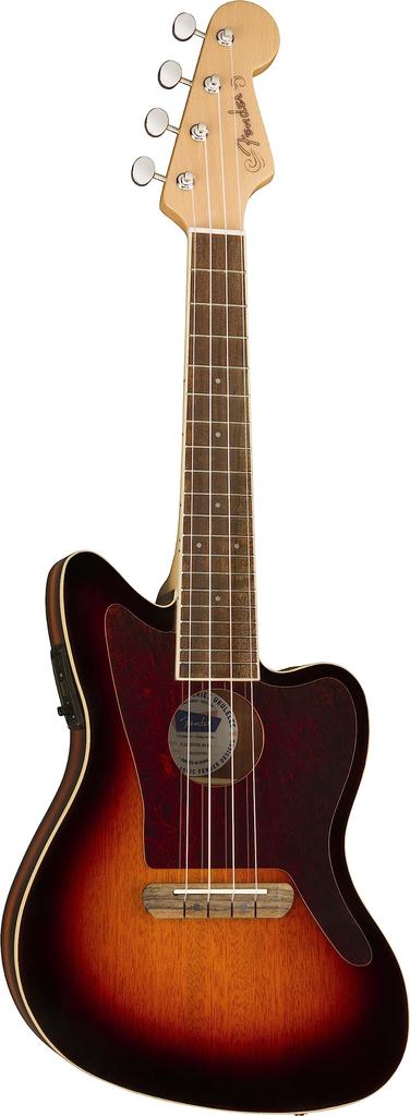 Fender Fullerton Walnut Tortoiseshell with Soft Case Jazzmaster® Ukulele, Fingerboard, Pickguard, 3-Color Sunburst,