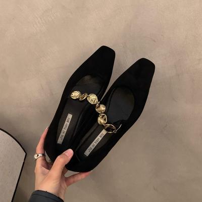 Французские туфли на толстом каблуке для женщин 2025 весна и осень новые вечерние туфли балетки на мягкой подошве с туфлями Мэри Джейн для женщин